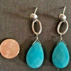 Vintage Sliver Earrings With Blue Stone